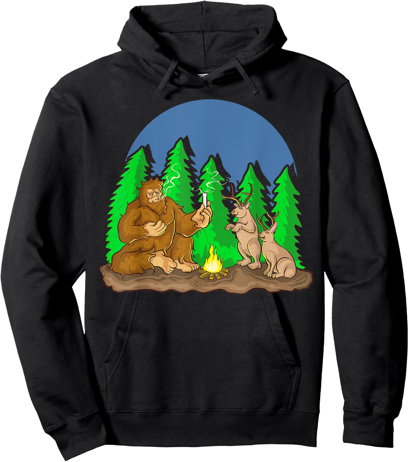 Pot Smoking Bigfoot Jackalope Cryptozoology Shirt Gift Hoodie - Hoodie | Black