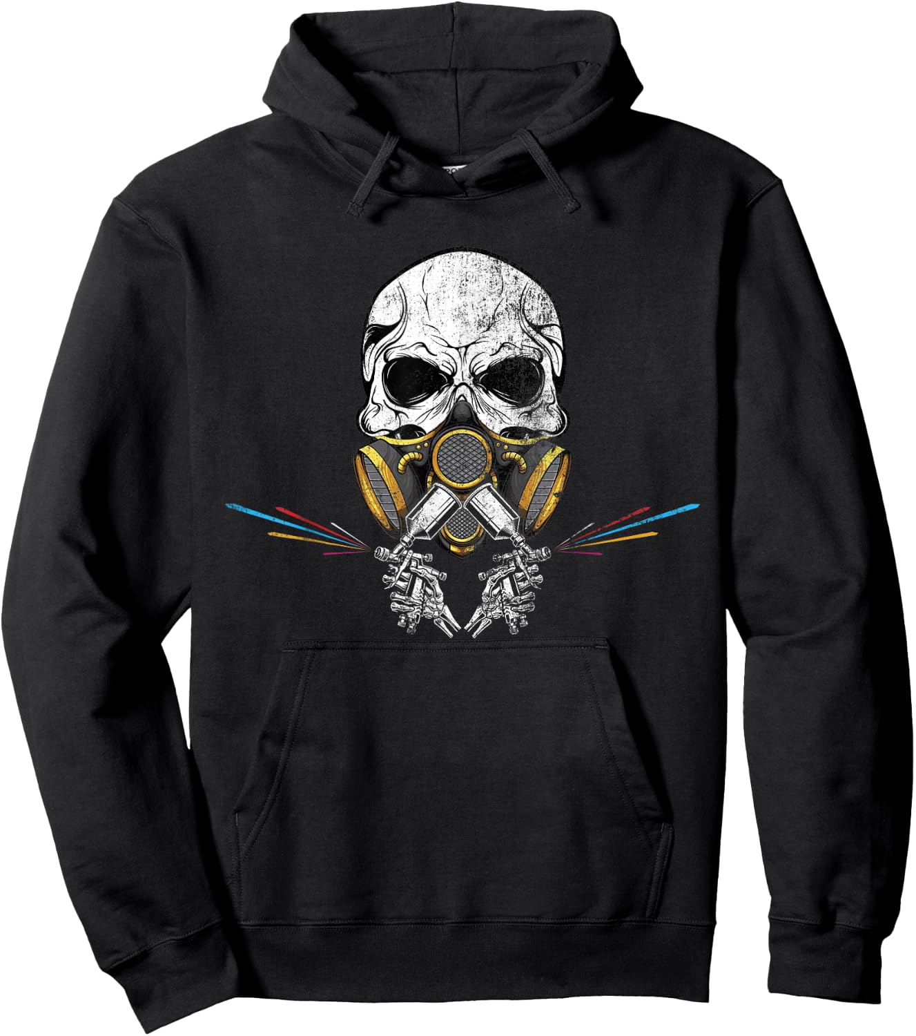 Car Painting Sprayer Skull Spray Gun Automotive Painter Hoodie - Hoodie | Black