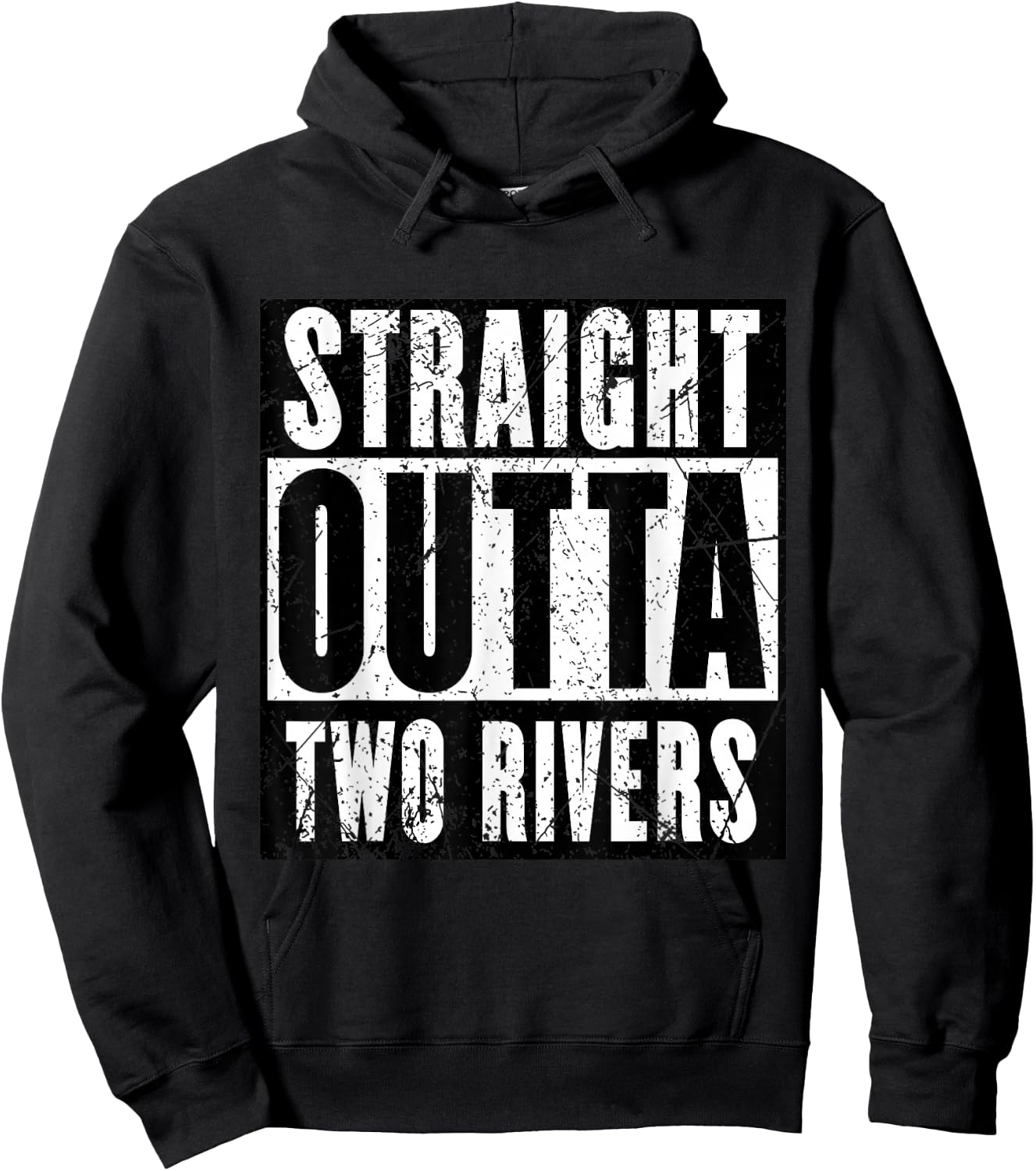 Red Sigil Wheel of Time Straight Outta Two Rivers Distressed Black Small Hoodie - Hoodie | Black