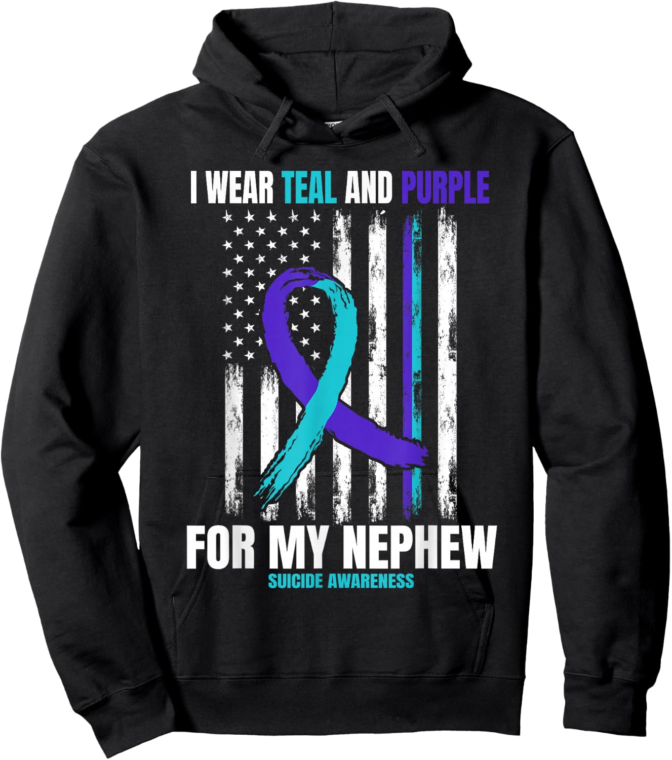 Suicide Awareness Prevention Women Men Nephew American Flag Hoodie - Hoodie | Black