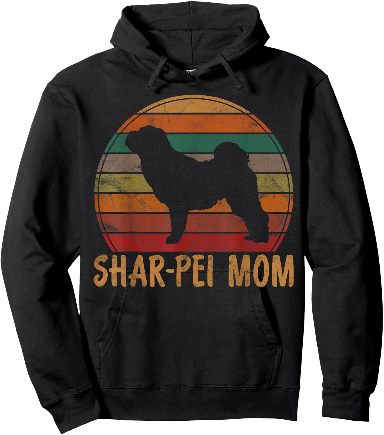 Retro Shar-Pei Mom Gift Sharpei Dog Owner Mother Pet Mama Women Girls Kids Hoodie - Hoodie | Black