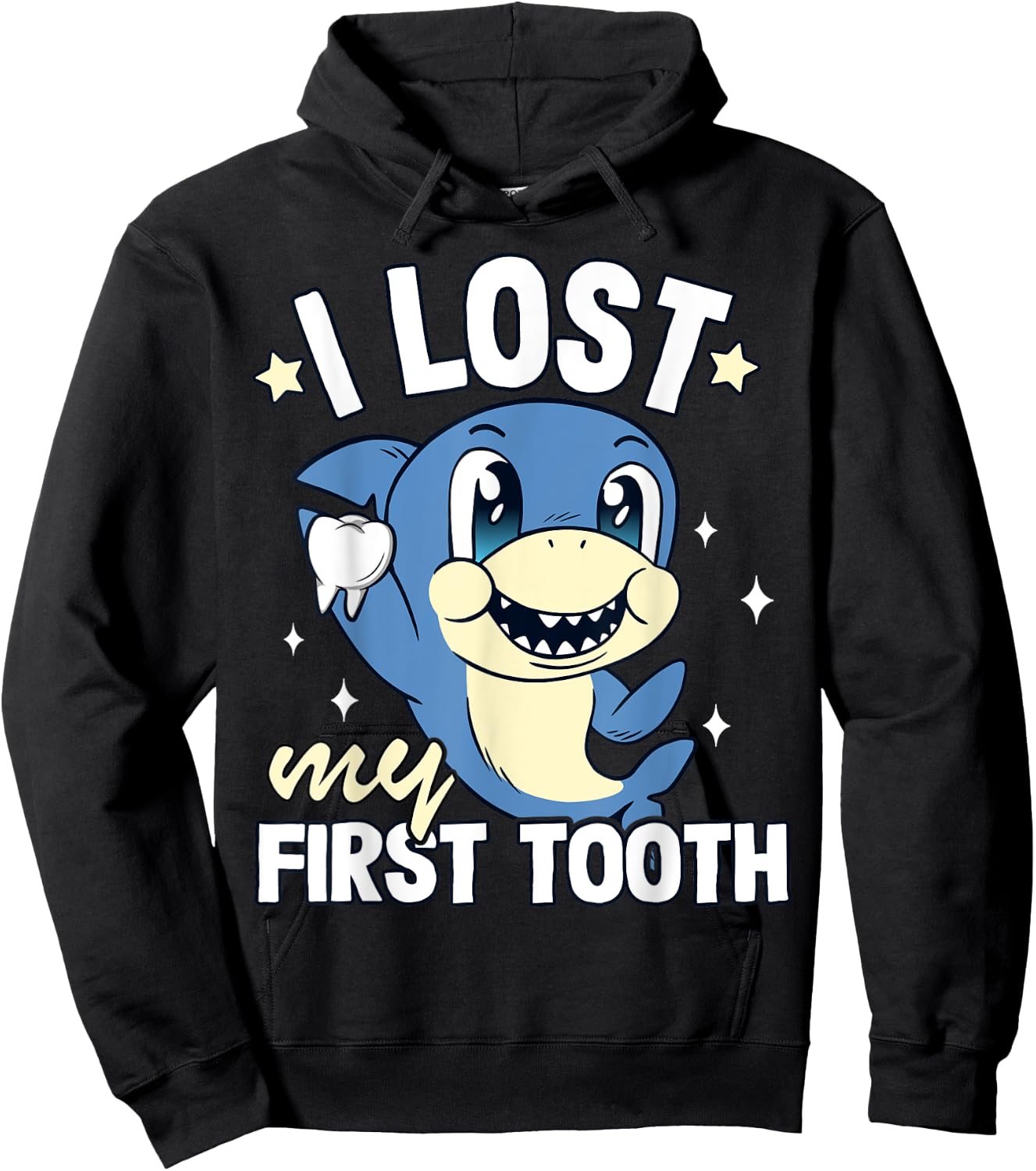 Boys Tooth Fairy Teeth Out Funny Shark I Lost My First Tooth Hoodie - Hoodie | Black