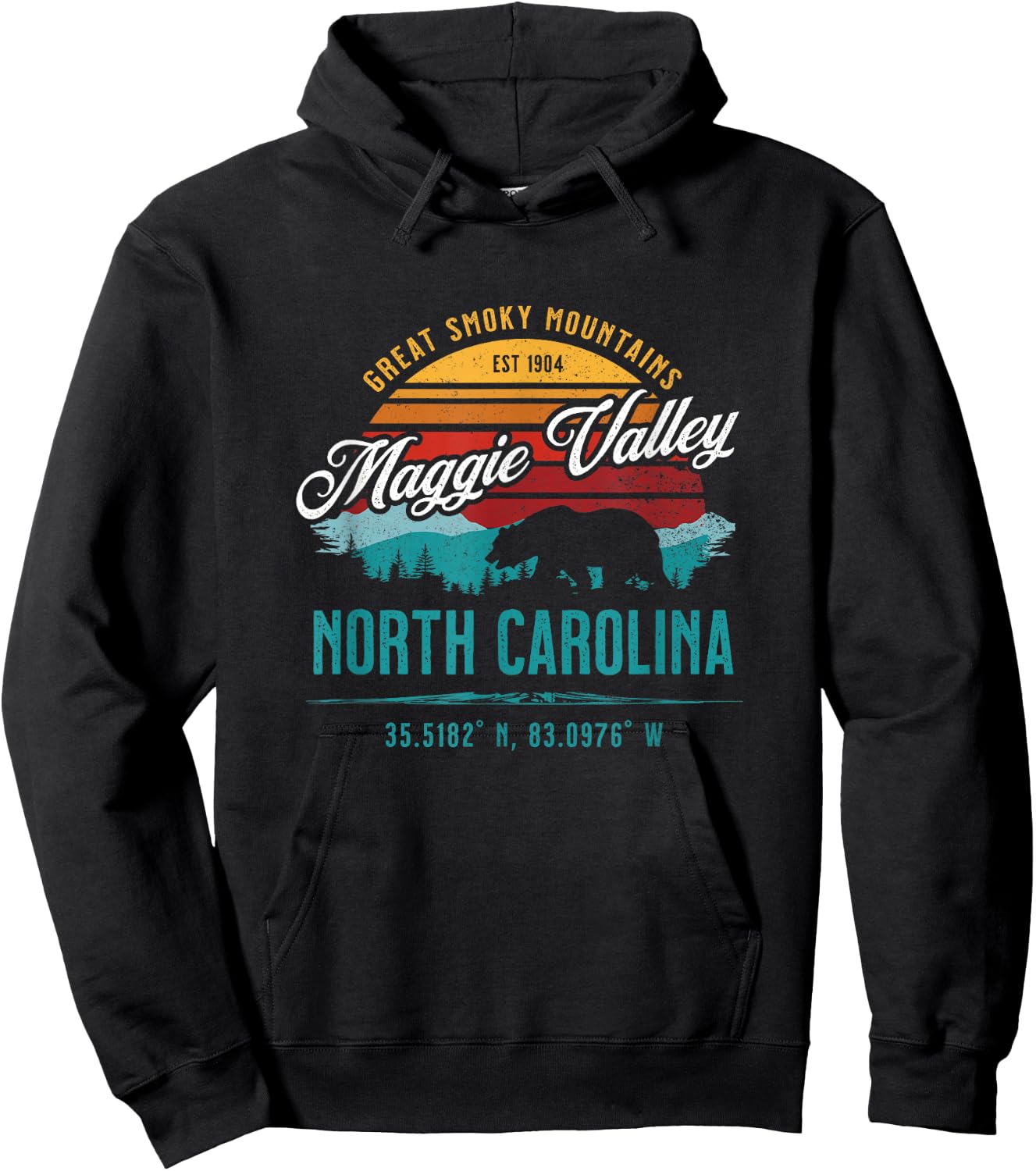 Maggie Valley North Carolina USA Retro Great Smoky Mountains Hoodie - Hoodie | Black