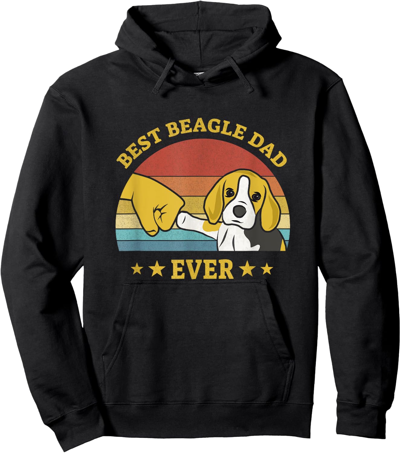 Cute Best Beagle Dad Ever Vintage Puppy Lover Retro Design Hoodie - Hoodie | Black