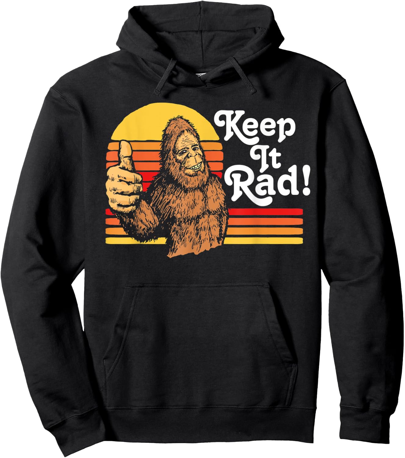Keep It Rad! Vintage Bigfoot Thumbs Up Funny Vintage Hipster Hoodie - Hoodie | Black