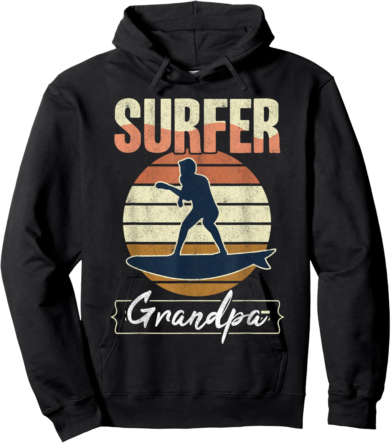 Surfer Grandpa Surf Retro Surfing Grandfather Vintage Surfer Hoodie - Hoodie | Black