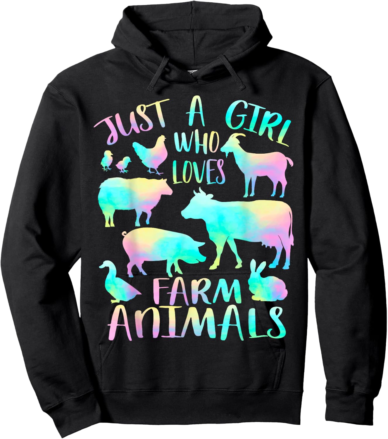 Just a Girl Who Loves Farm Animals - Cows Pigs Goats Lover Hoodie - Hoodie | Black