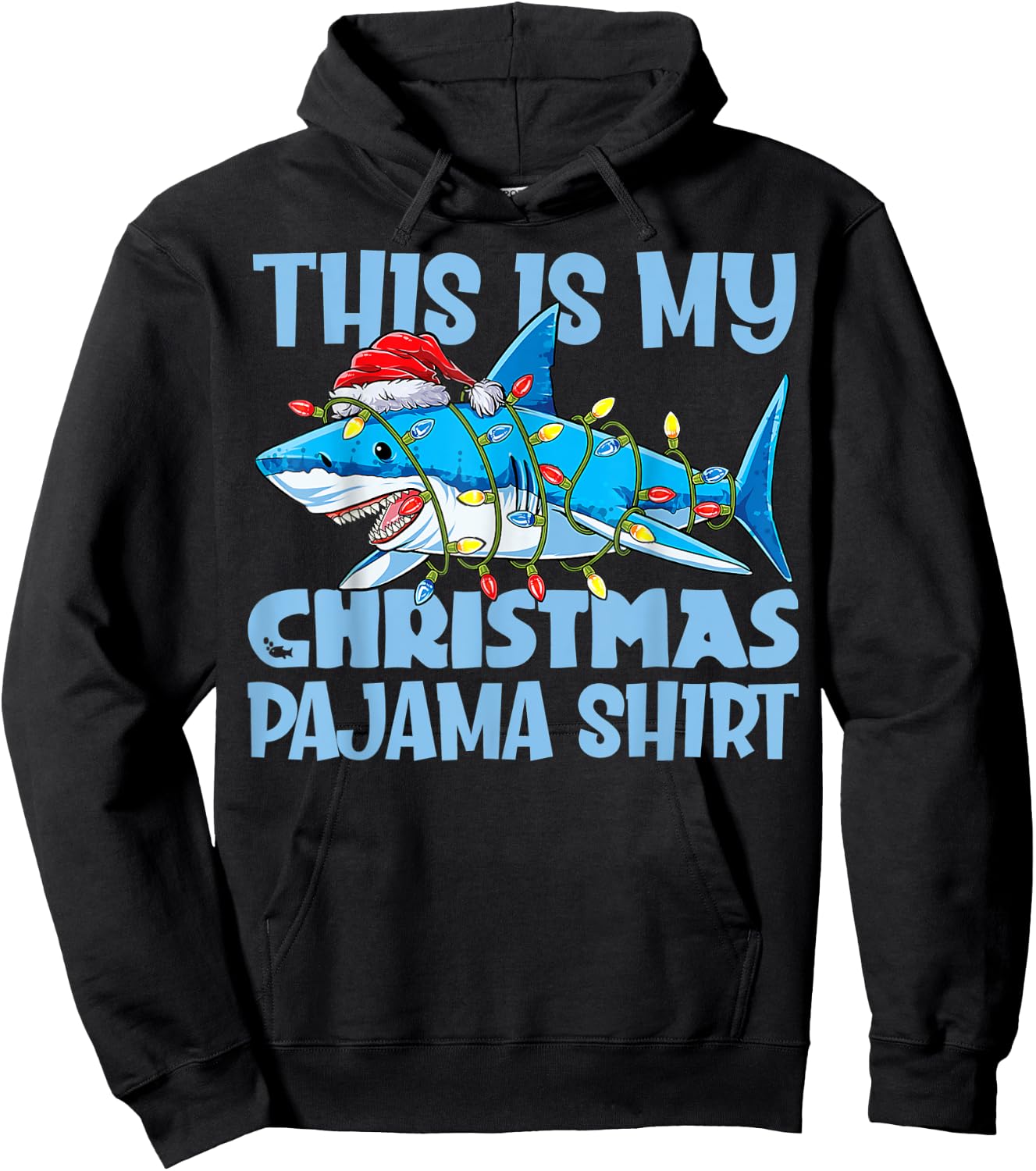 Funny Christmas Shark Fun Pajama Hoodie - Hoodie | Black