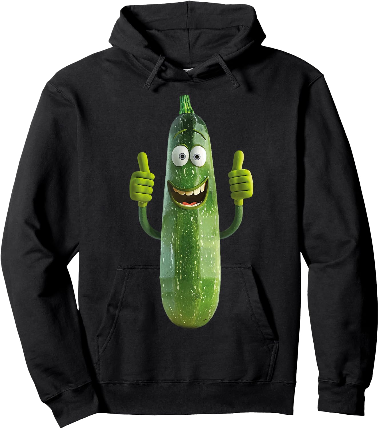 Zucchini Fruit Vegetables Design Zucchini - -Adults, Kids - Black - Cotton 60%, Polyester 40% - Short Sleeve - U-Neck - Small - Classic Fit - Imported Hoodie - Hoodie | Black