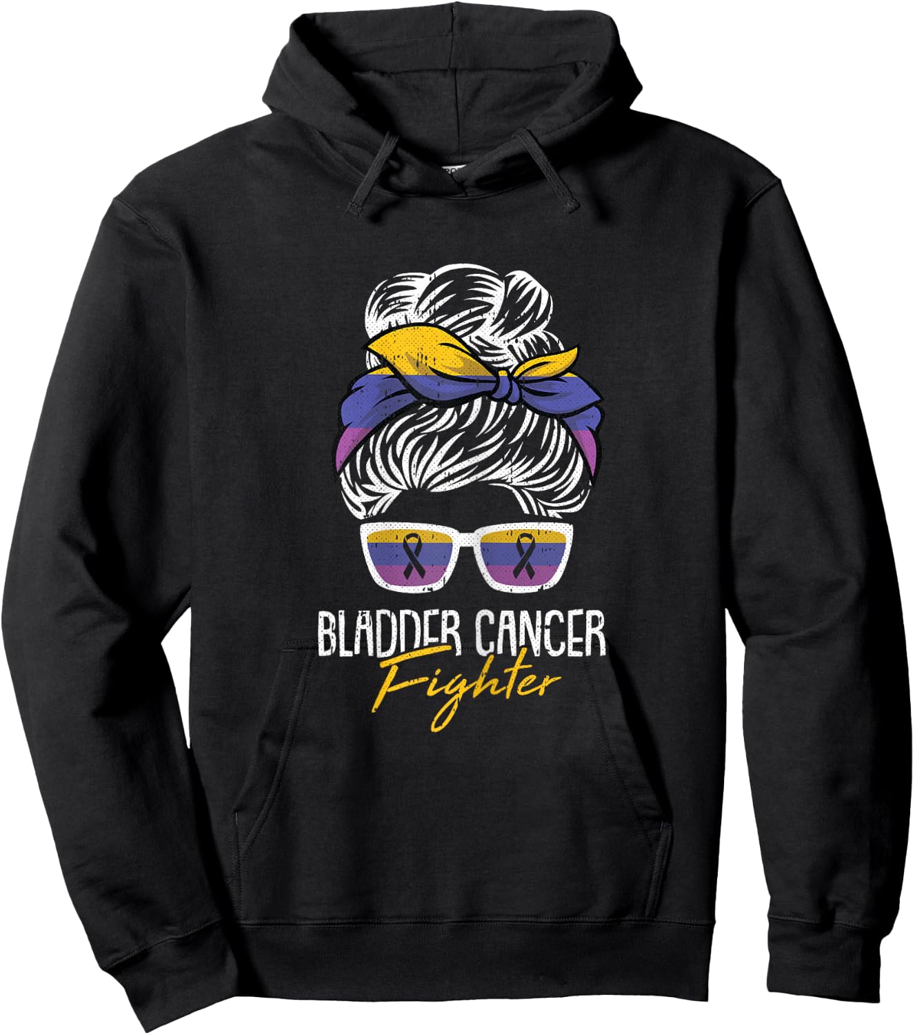 Bladder Cancer Fighter Awareness Ribbon Survivor Warrior Hoodie - Hoodie | Black