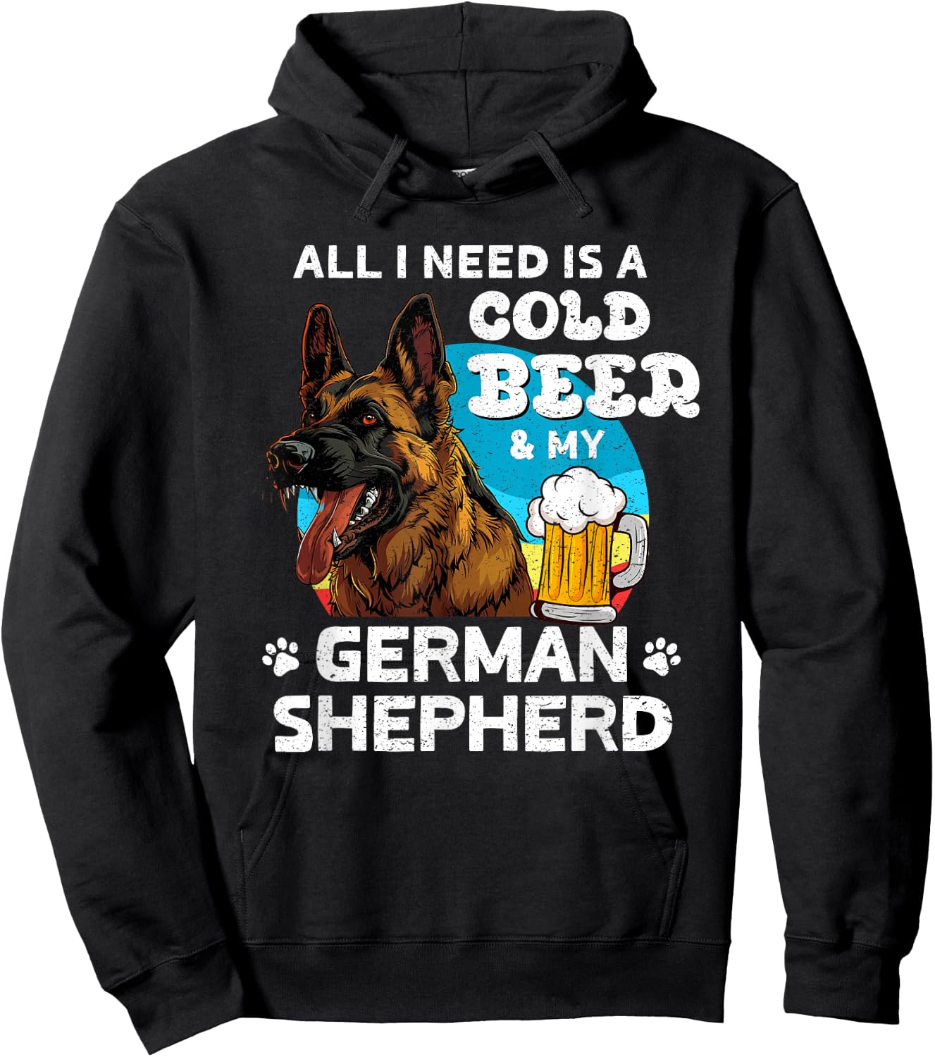German Shepherd ALL I WANT IS COLD BEER AND SHEPERD Hoodie - Hoodie | Black