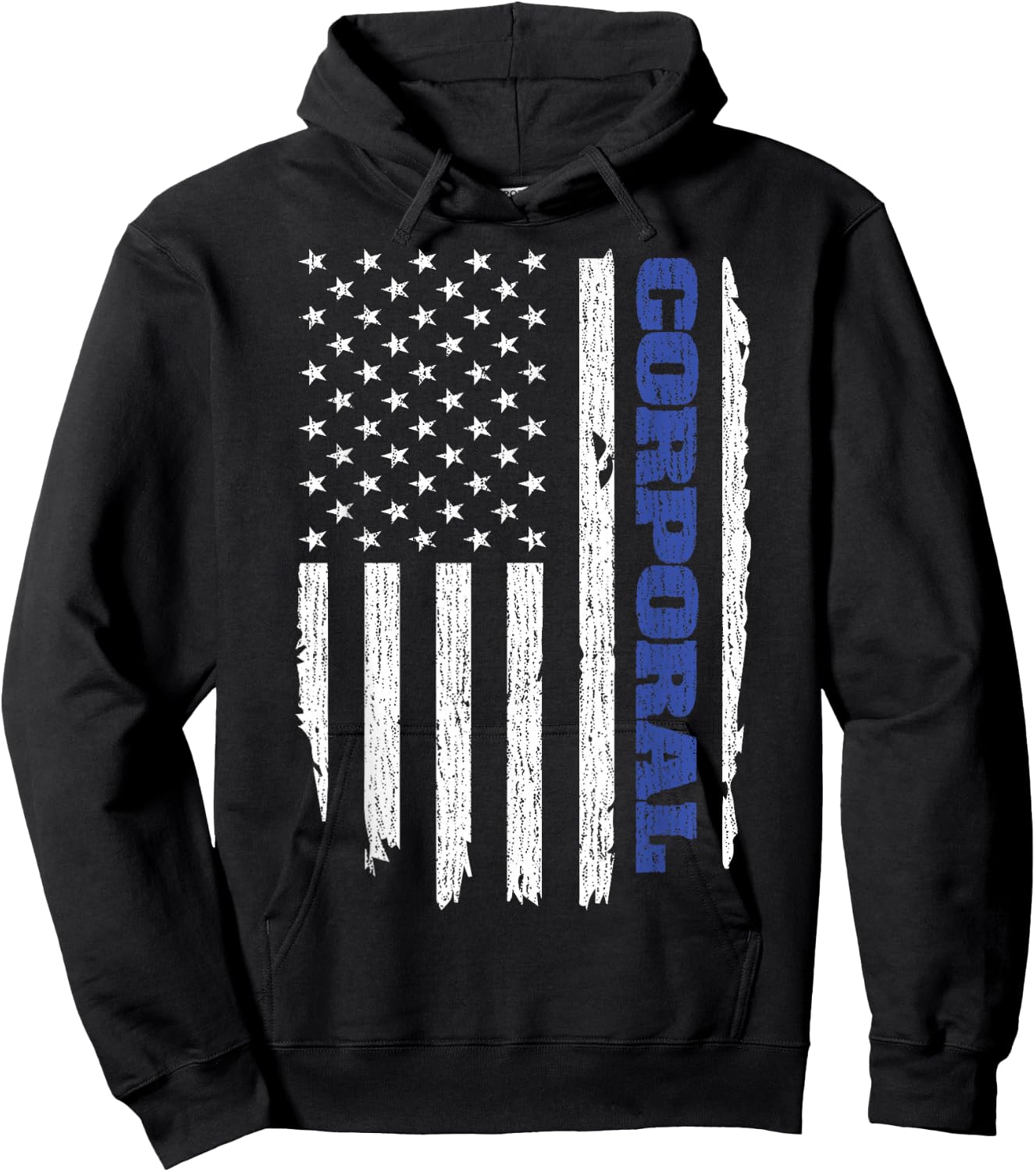 Police Corporal American Flag USA Thin Blue Hoodie - Hoodie | Black