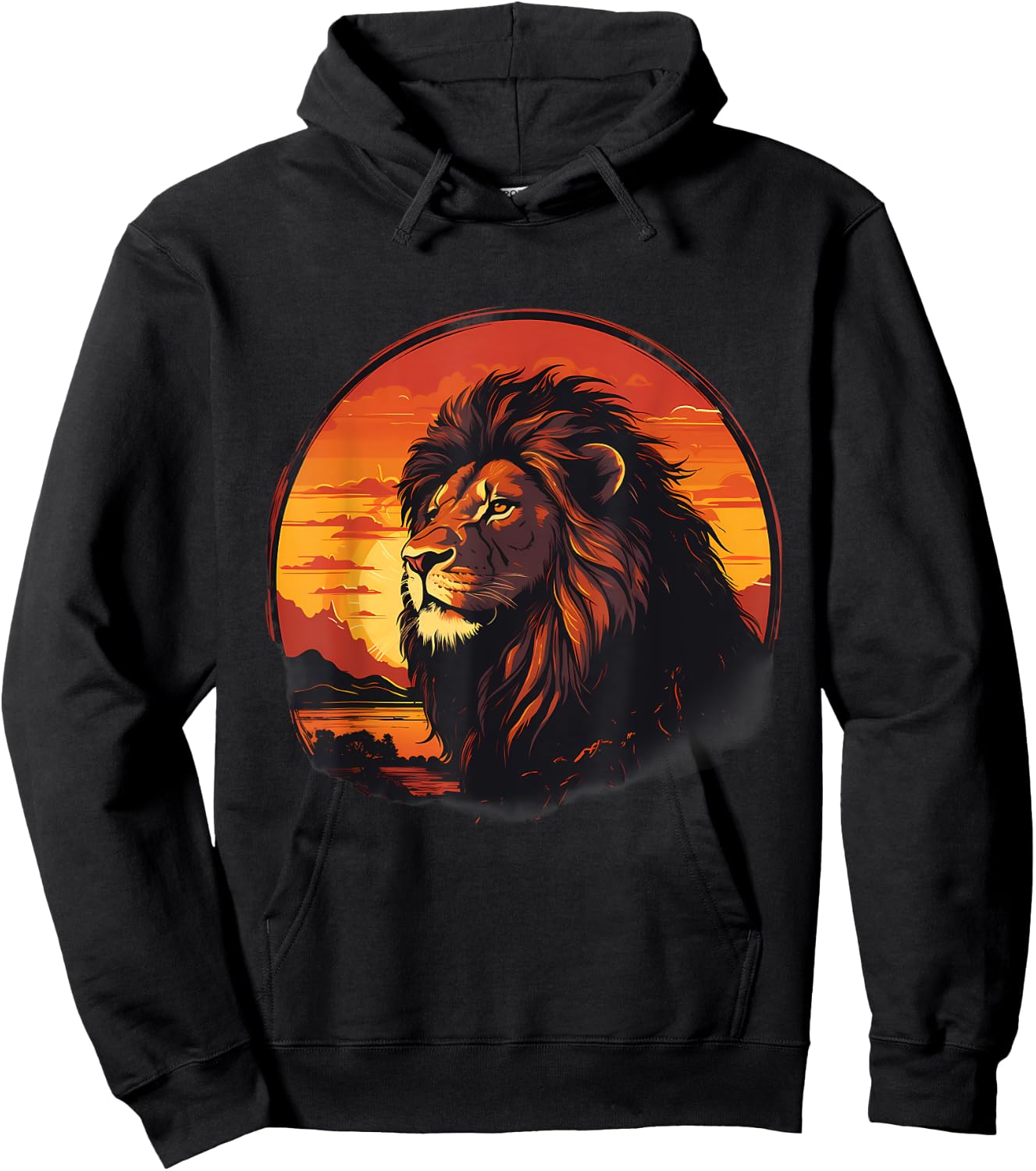 Lion Wildlife Safari African Animal Lovers Savanna Sunset Hoodie - Hoodie | Black