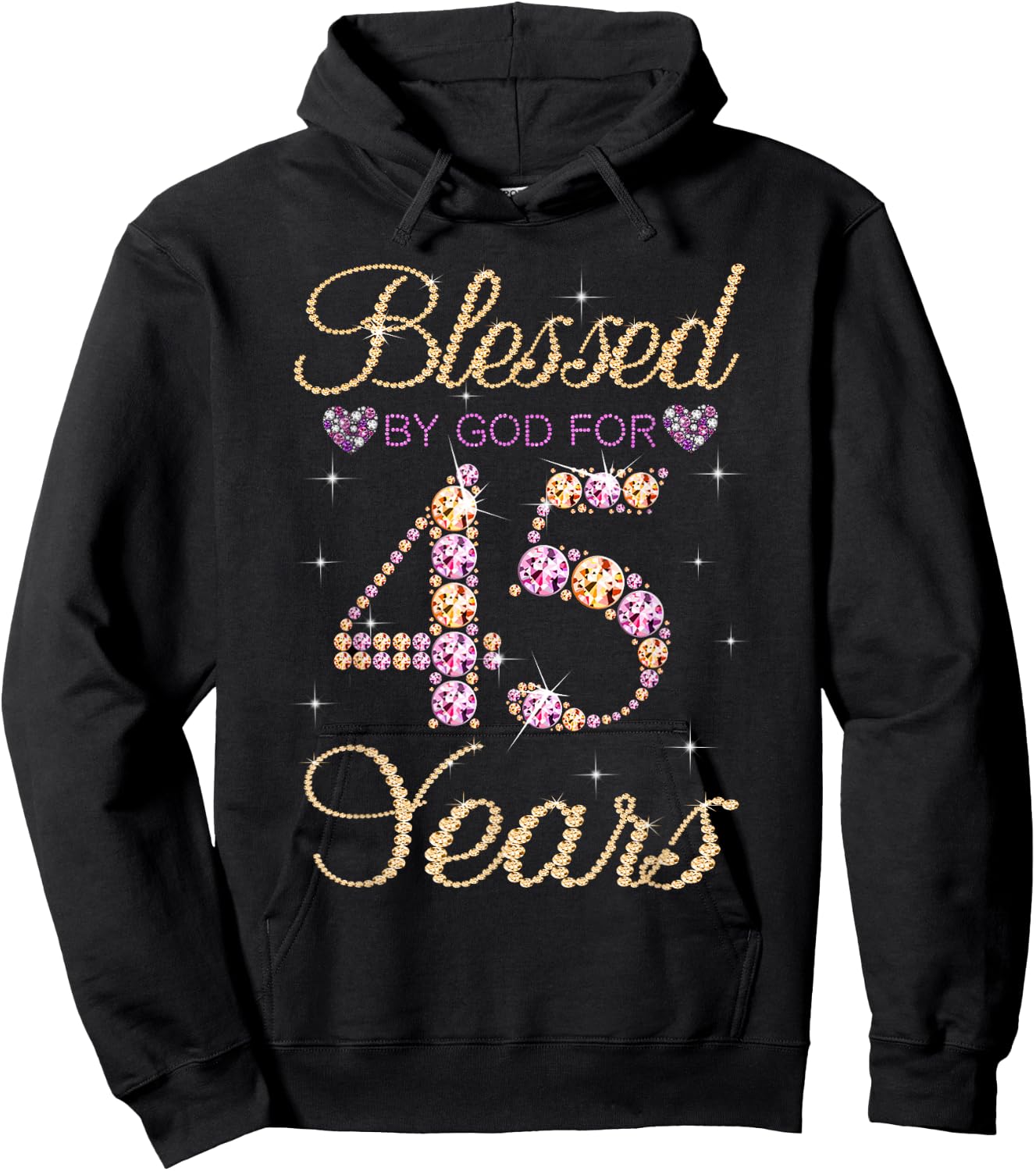 Blessed By God For 45 Years Funny 45th Birthday Women Hoodie - Hoodie | Black