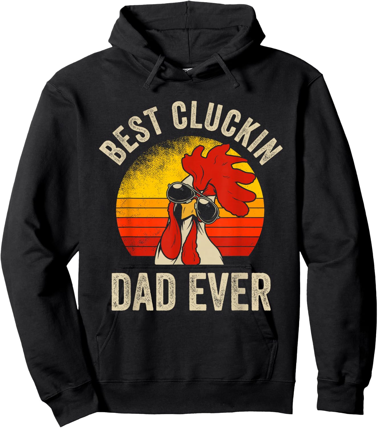 Vintage Chicken Dad Best Cluckin Dad Ever Proud Daddy Farmer Hoodie - Hoodie | Black