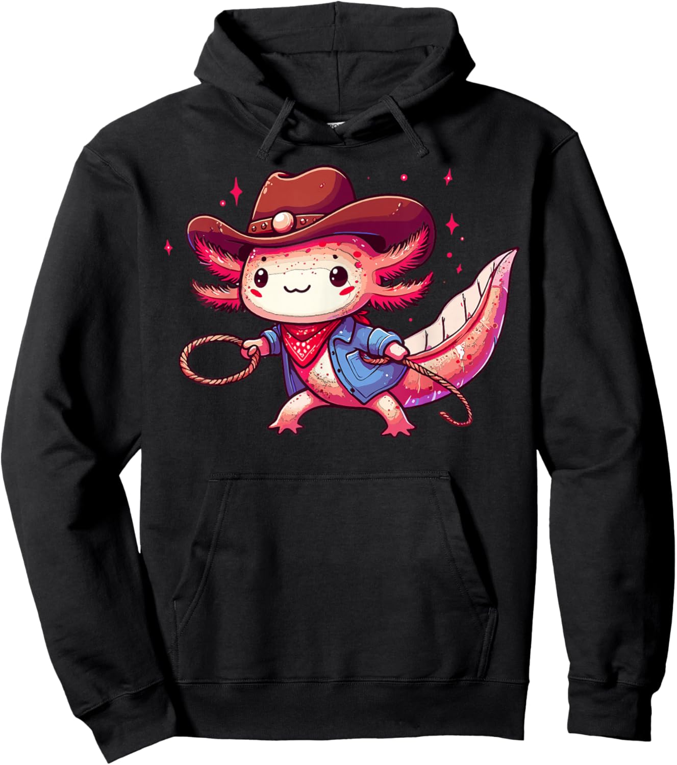 Western Rodeo Cowboy Hat Axolotl Texas Animals Hoodie - Hoodie | Black