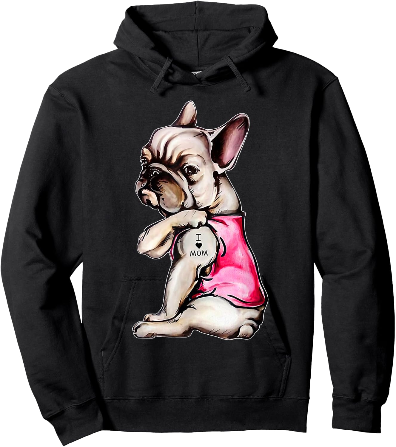 I Love Mom French Bulldog Dog Mom Gift Men Women Kids Hoodie - Hoodie | Black