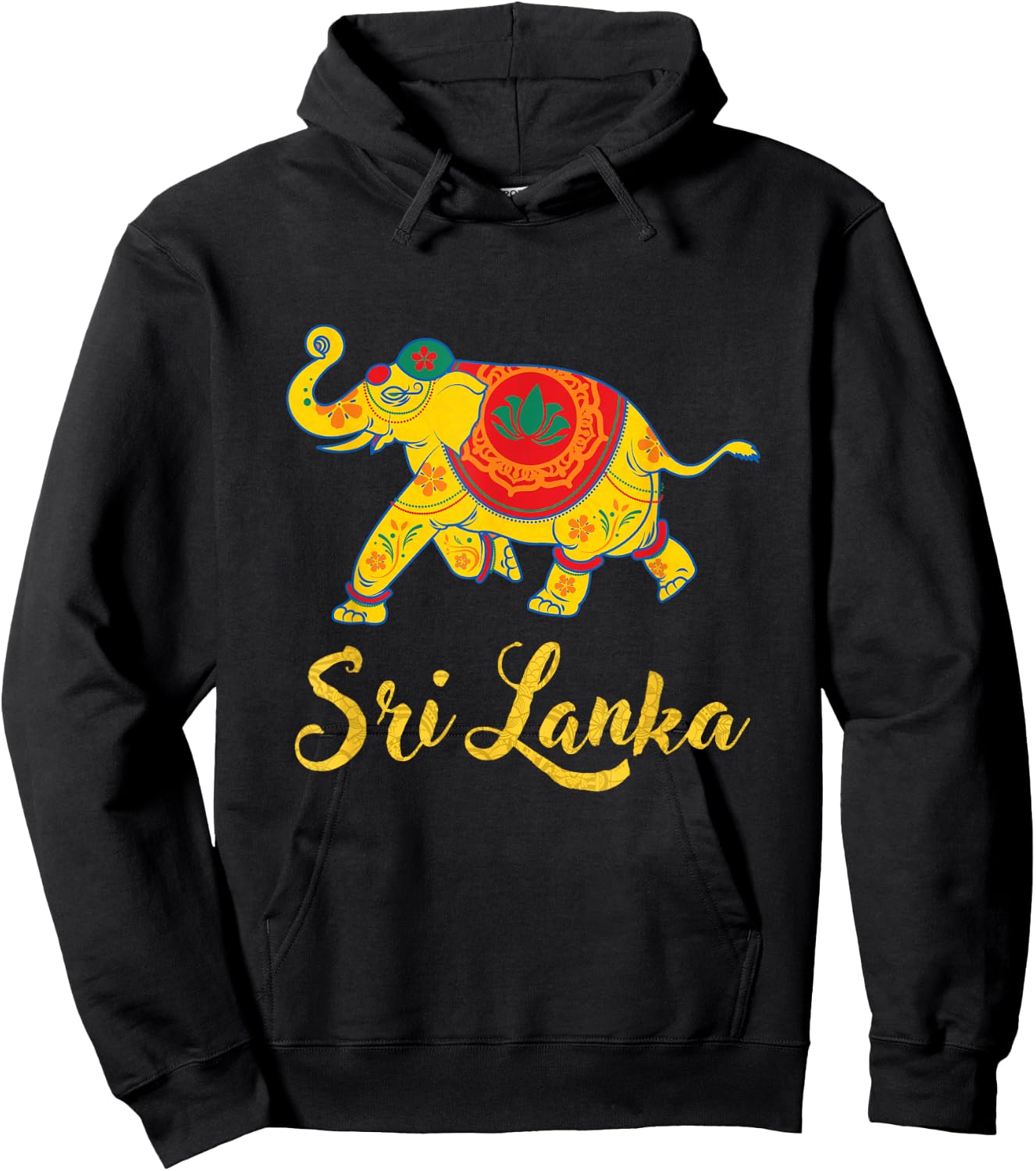 Sri Lankan Elephant Asian Mandala Yantra Hoodie - Hoodie | Black