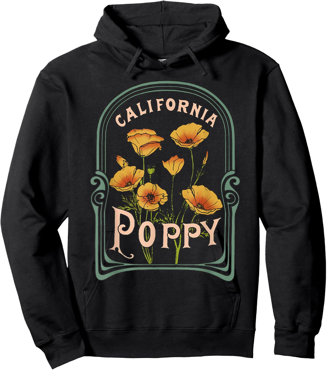 California Poppy Creative Outline and Picture Hoodie - Hoodie | Black