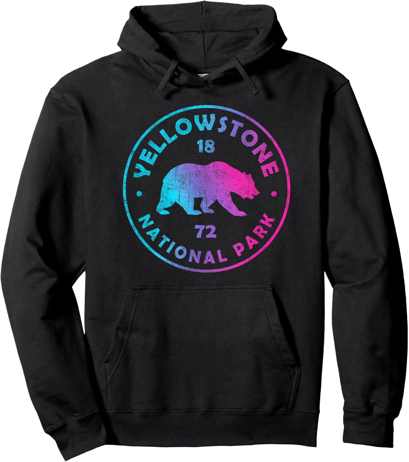 Yellowstone National Park Colorful Tie Dye Bear Boys Girls Hoodie - Hoodie | Black