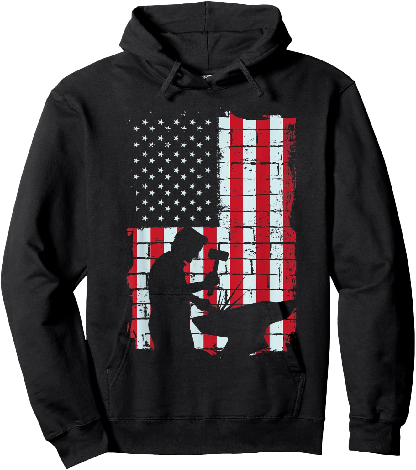 American Flag Blacksmith Gift | Metalsmith Farrier Craftsman Hoodie - Hoodie | Black