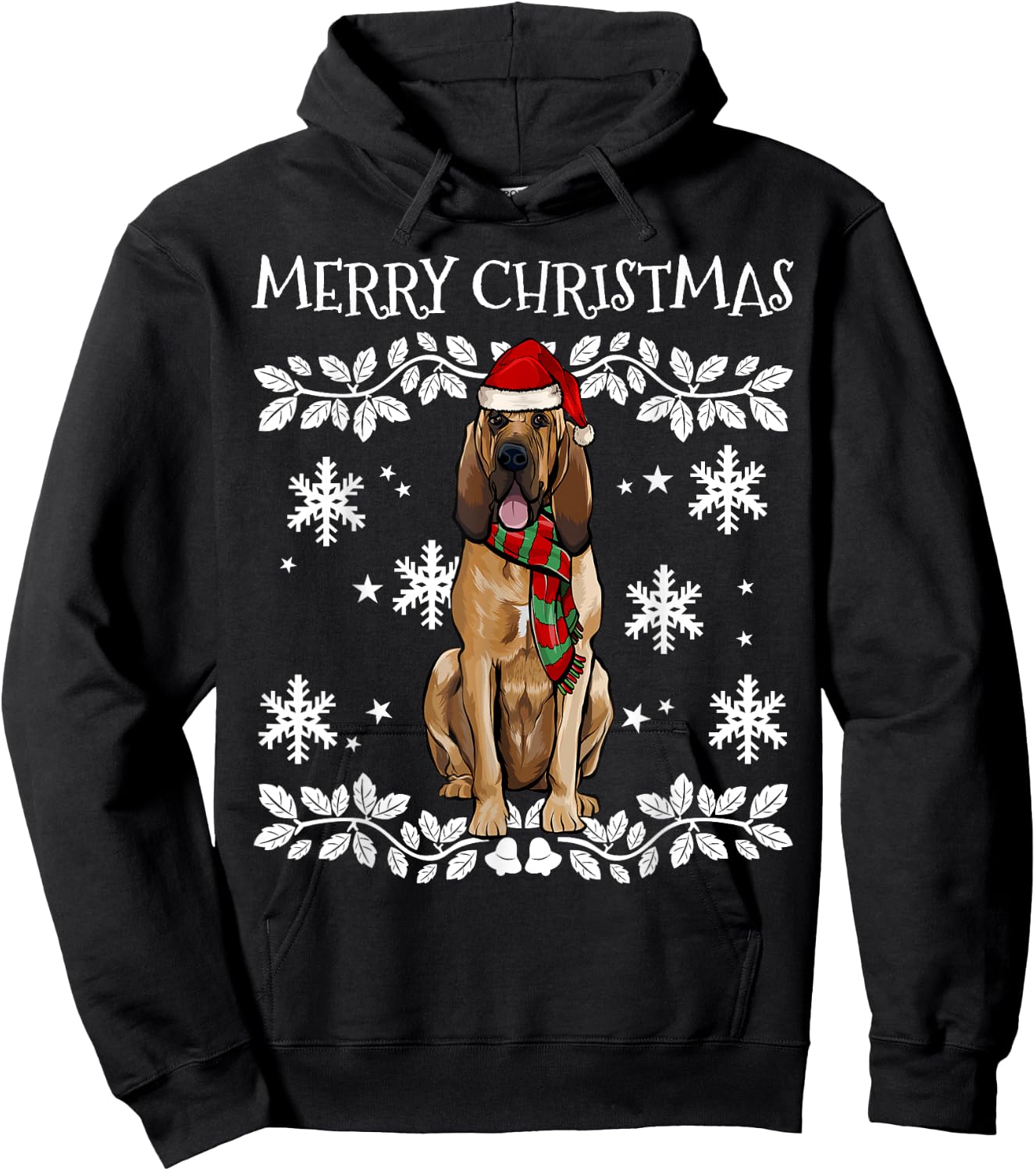 Merry Christmas Ornament Bloodhound Xmas Santa Hoodie - Hoodie | Black