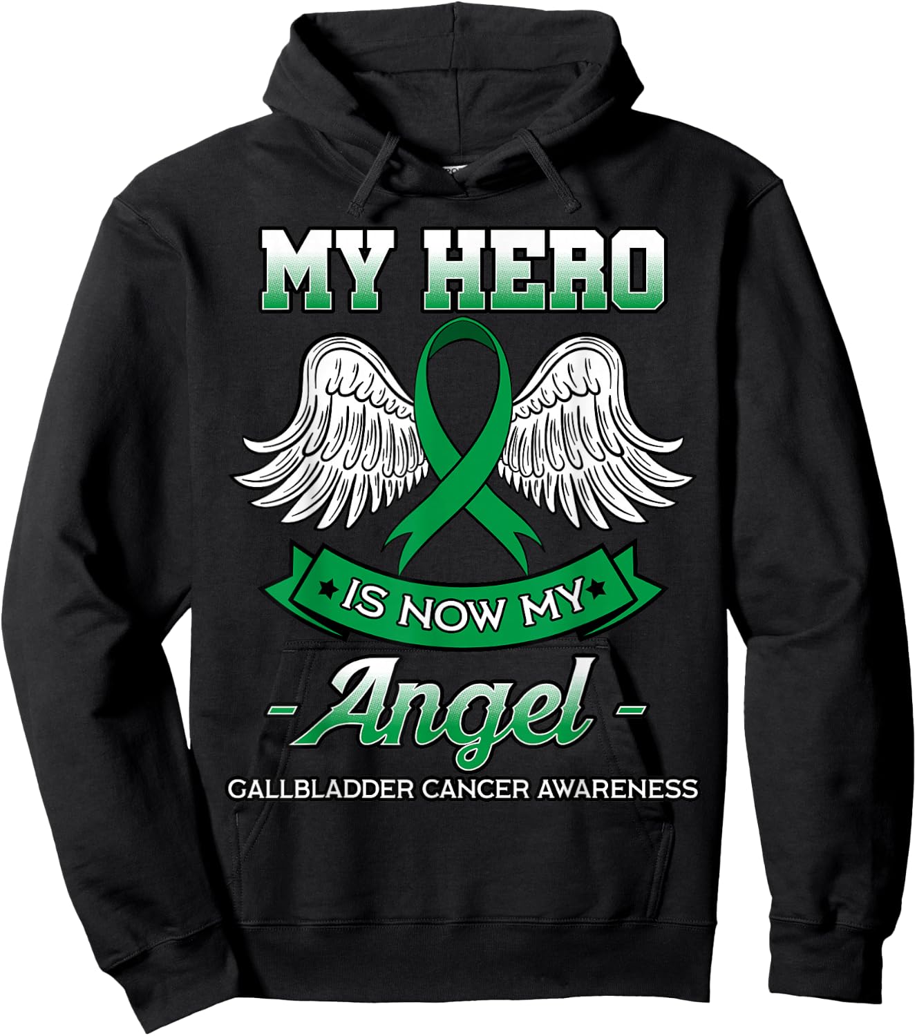 My Hero Is Now My Angel Gallbladder Cancer Awareness Fighter Hoodie - Hoodie | Black