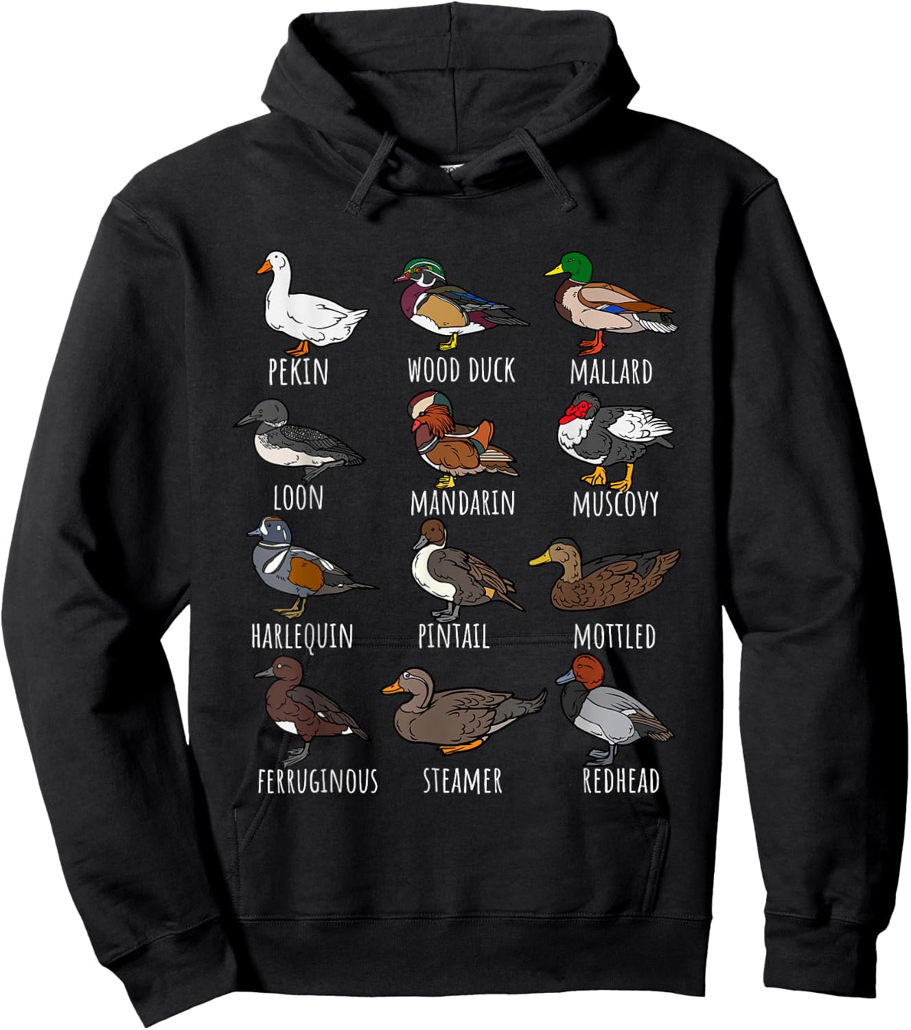 Cute Duck Waterfowl Animal Species Types,Duck Wildlife Lover Hoodie - Hoodie | Black