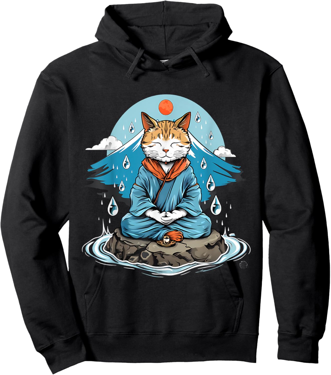 Cat Meditation Buddhist Zen Buddha Hindu Mountain Yoga Men Women Kids Hoodie - Hoodie | Black