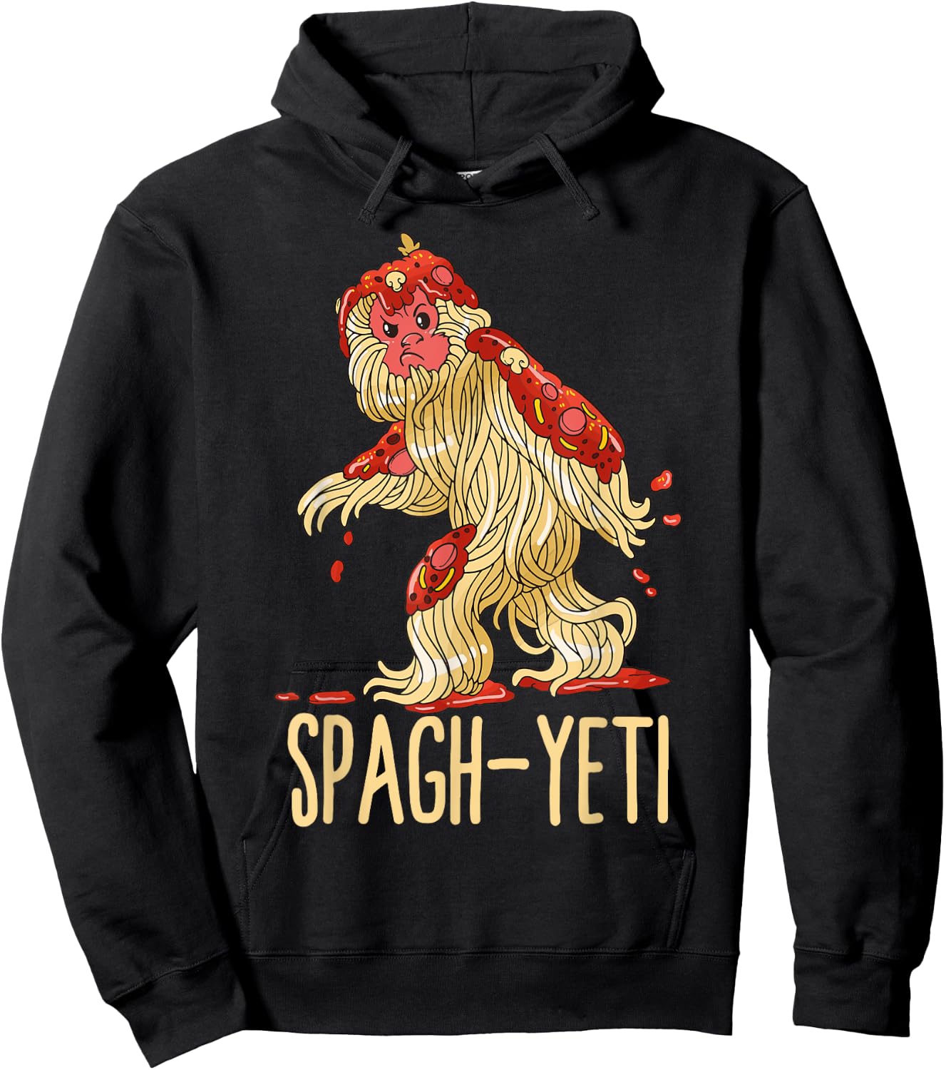Spag-Yeti Spaghetti Spagyeti Funny Ramen Noodle Pasta Hoodie - Hoodie | Black