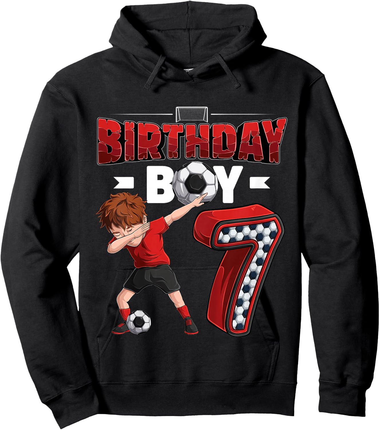 Kids Dabbing boy 7 Year Old Soccer Player 7th Birthday Party Hoodie - Hoodie | Black