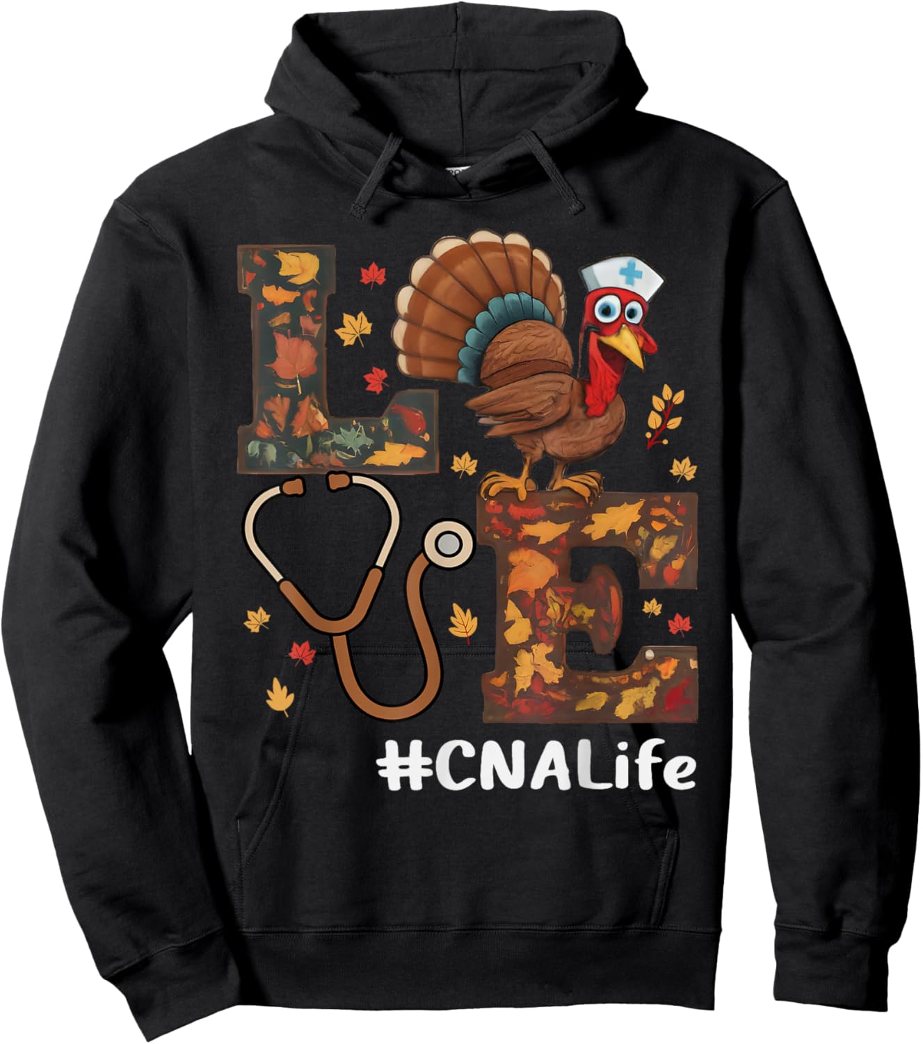 Love Nurse Thanksgiving Cna Certified Nursing Assistant Hoodie - Hoodie | Black