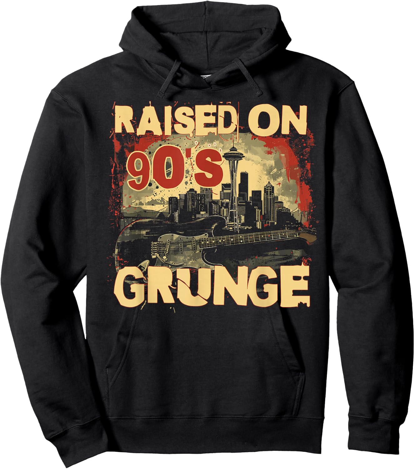 Raised On 90's Grunge Rock Music Lover Hoodie - Hoodie | Black