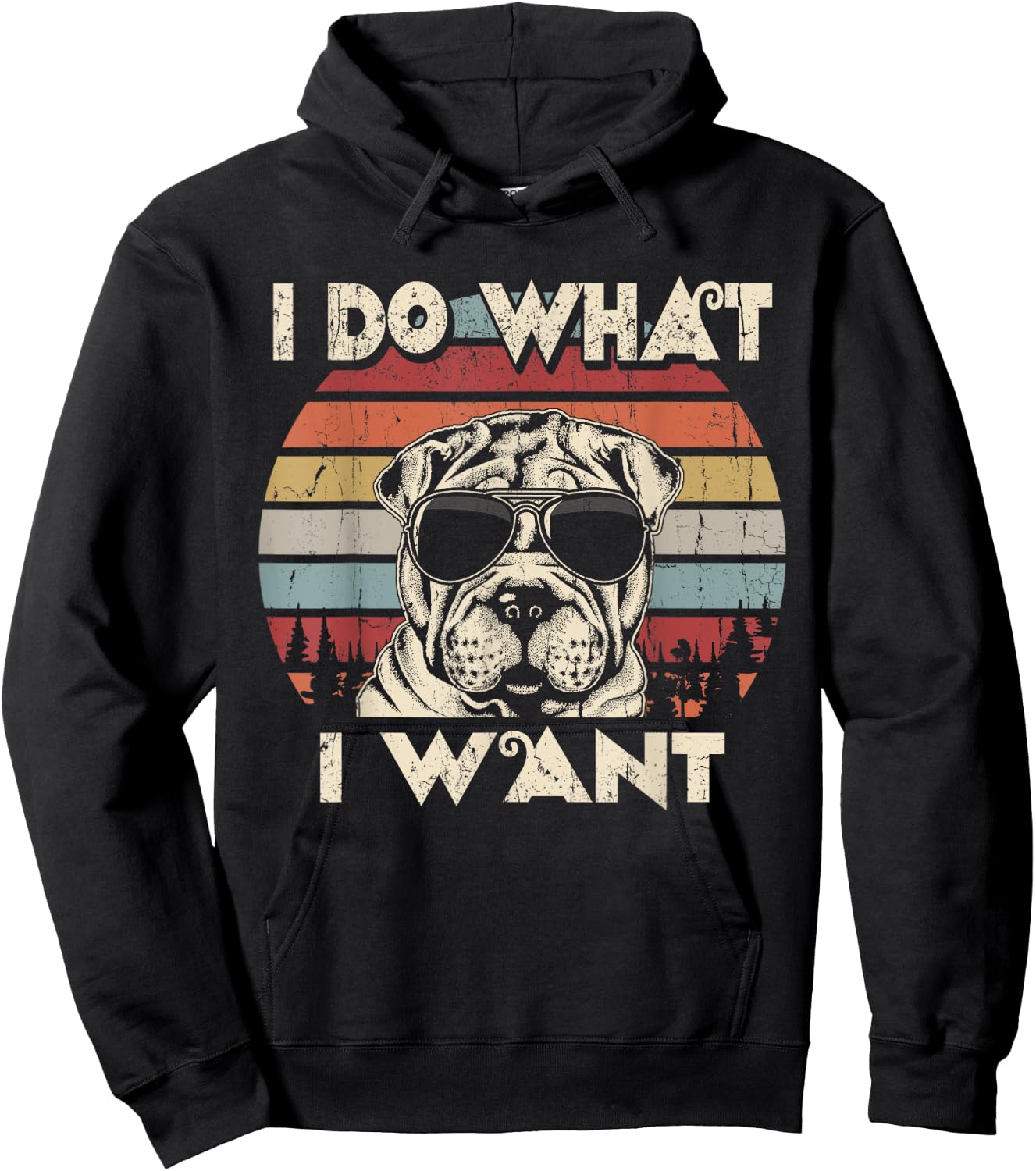 I do what I want funny Shar Pei Vintage Retro Hoodie - Hoodie | Black