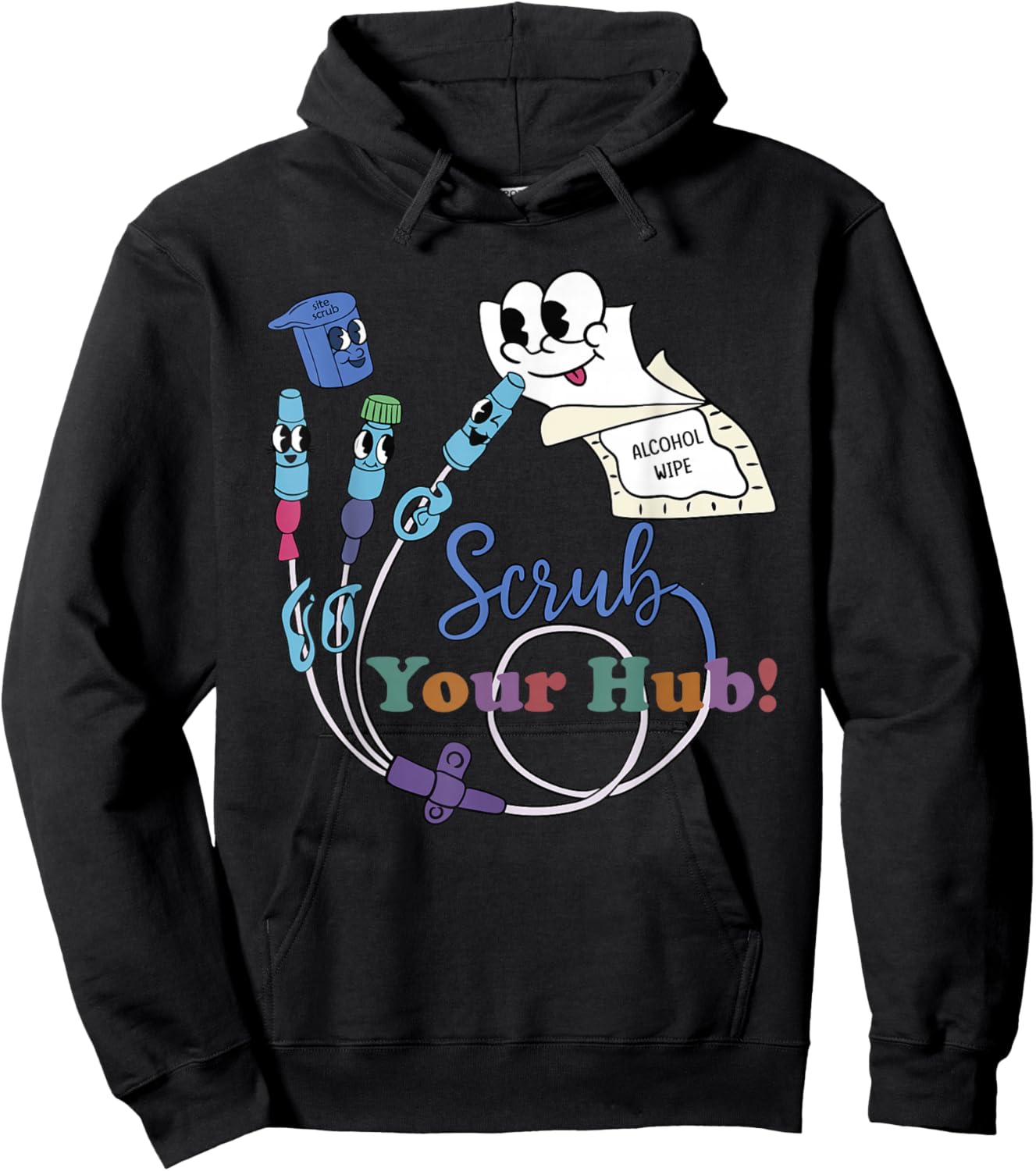 Funny Peds ER Icu Rn Nurse Scrub the Hub Nursing Student Hoodie - Hoodie | Black