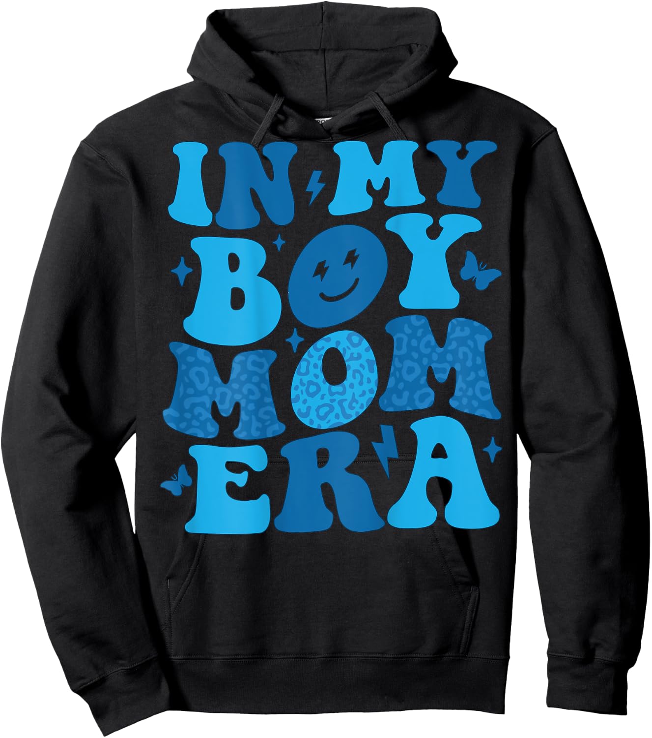 In My Boy Mom Era Groovy New Mama Club Retro Gender Reveal Hoodie - Hoodie | Black