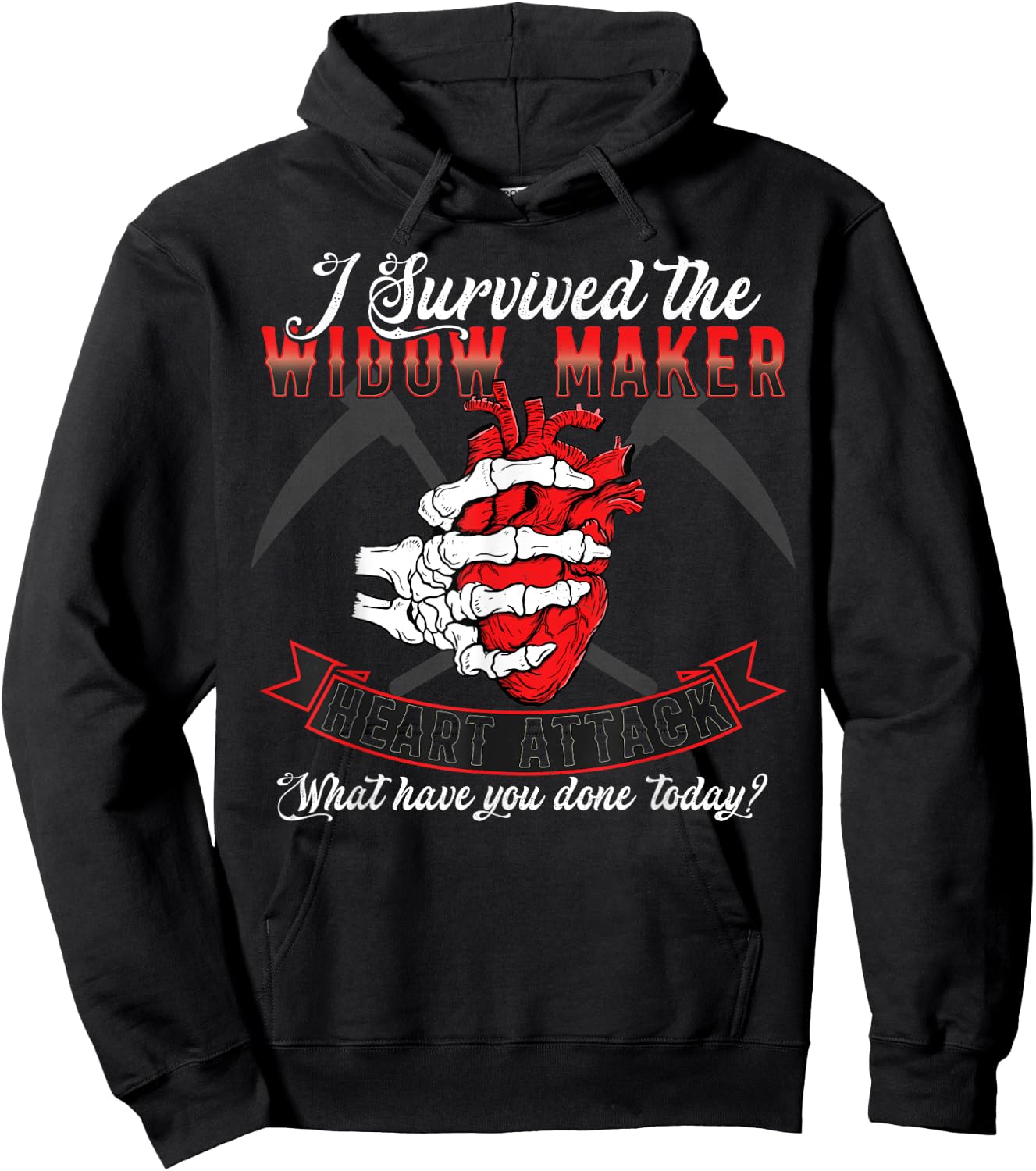 I Survived The Widow Maker Heart Attack Heart Disease Hoodie - Hoodie | Black
