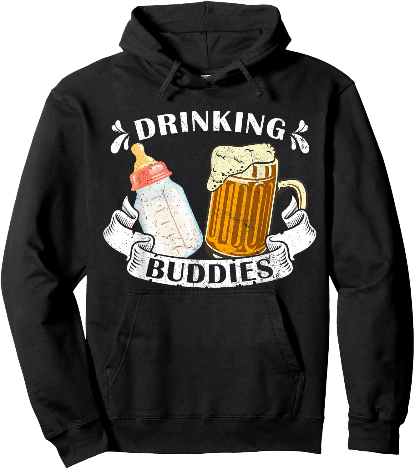 Drinking Buddies Dad And Baby Drinking Team Father's Day Hoodie - Hoodie | Black