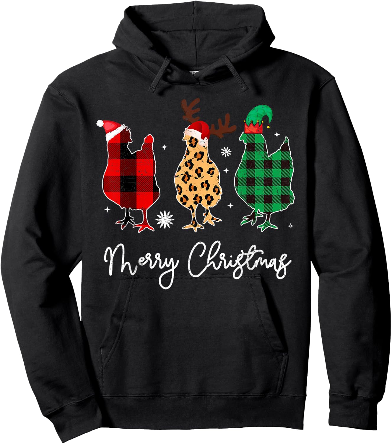 Merry Christmas Chickens Hoodie - Hoodie | Black