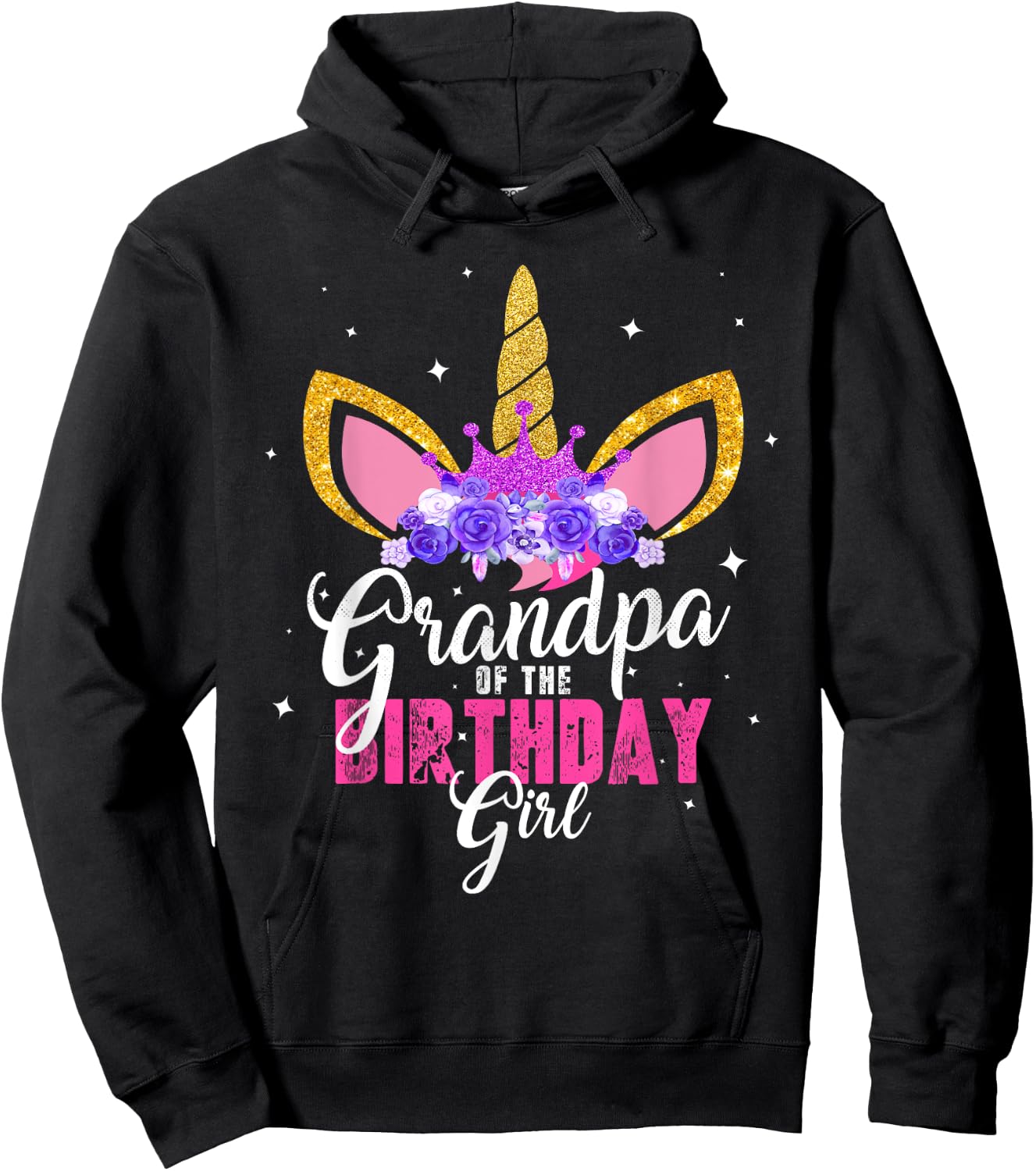 Grandpa Of The Birthday Girl Unicorn Princess Grandfather Hoodie - Hoodie | Black