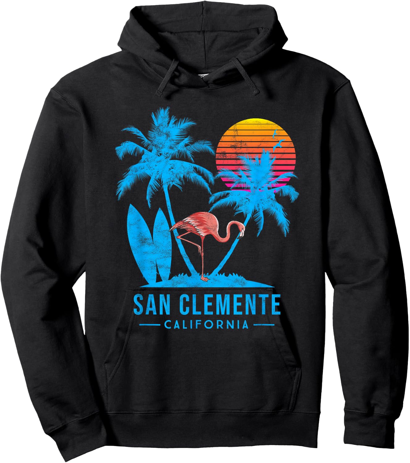 San Clemente, Orange County, California. Palm trees sunset Hoodie - Hoodie | Black