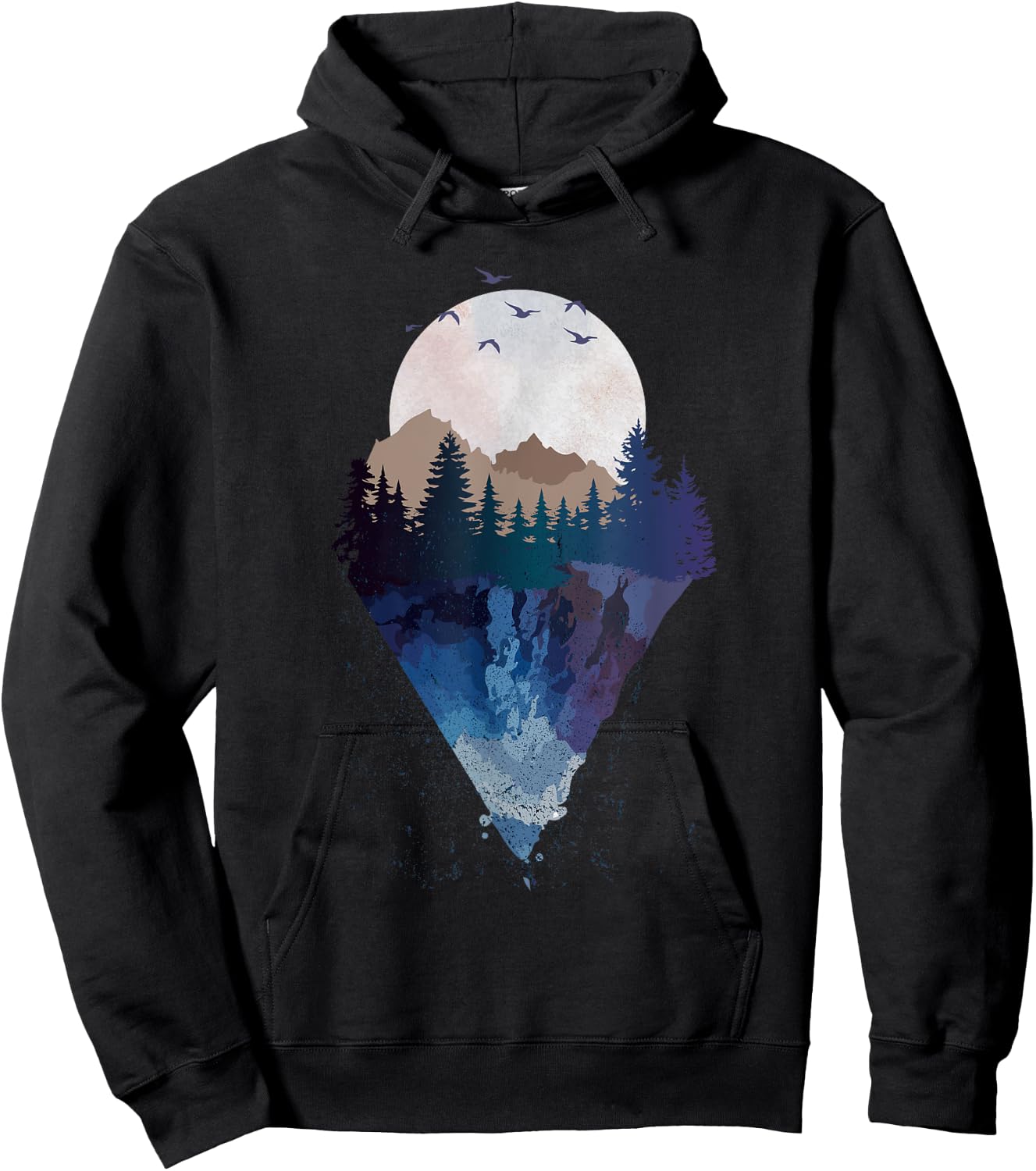 Funny Geometric Mountain Abstract Geometry Outdoor Gifts Hoodie - Hoodie | Black