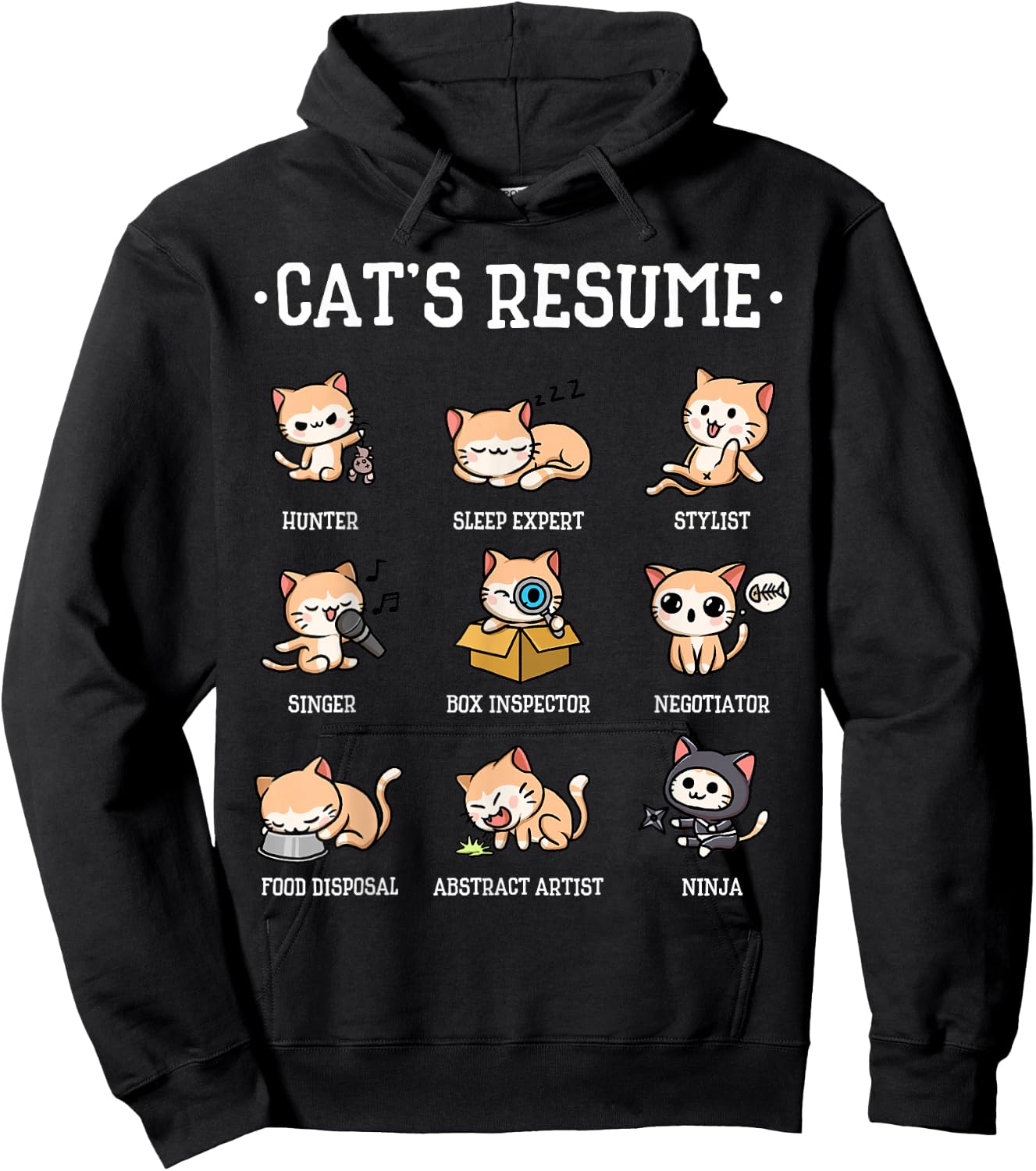 Funny Cat Shirt Cat's Resume Life of A Cat Animal Hoodie - Hoodie | Black