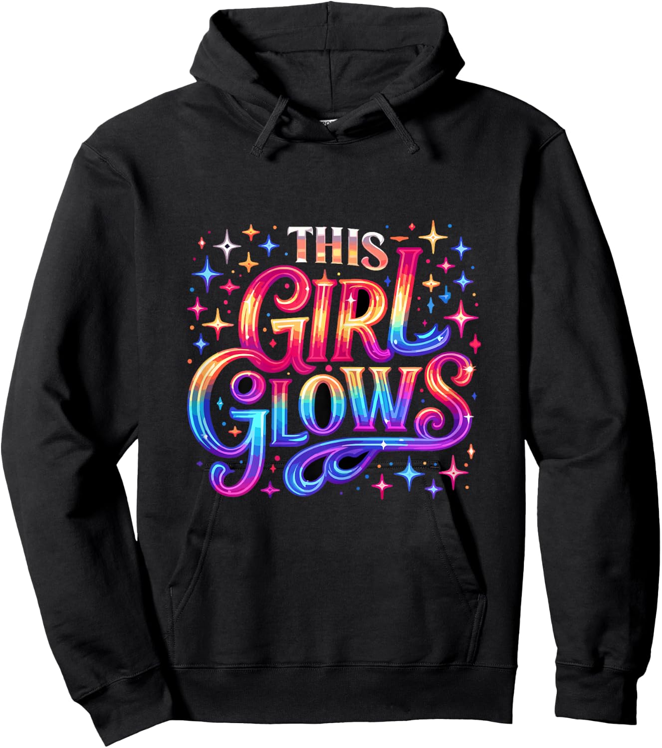 This Girl Glows 80s 90s Party Hoodie - Hoodie | Black