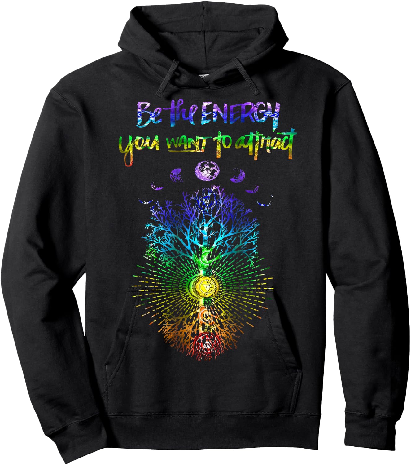 Be The Energy You Want To Attract Phases of the Moon Tree Hoodie - Hoodie | Black
