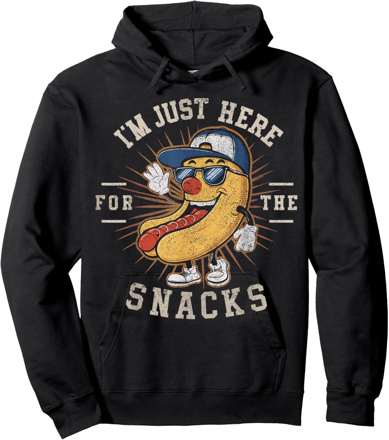Funny I'm Just Here For The Snacks Football Hoodie - Hoodie | Black