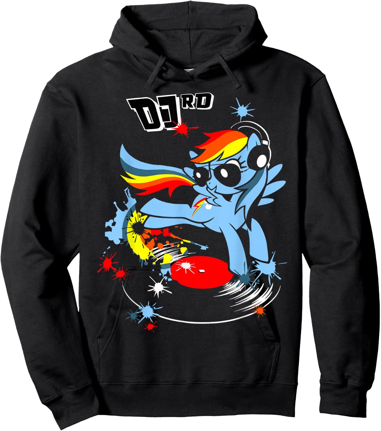 DJ RD Retro Rainbow Dash Fluttershy Rarity Hoodie - Hoodie | Black
