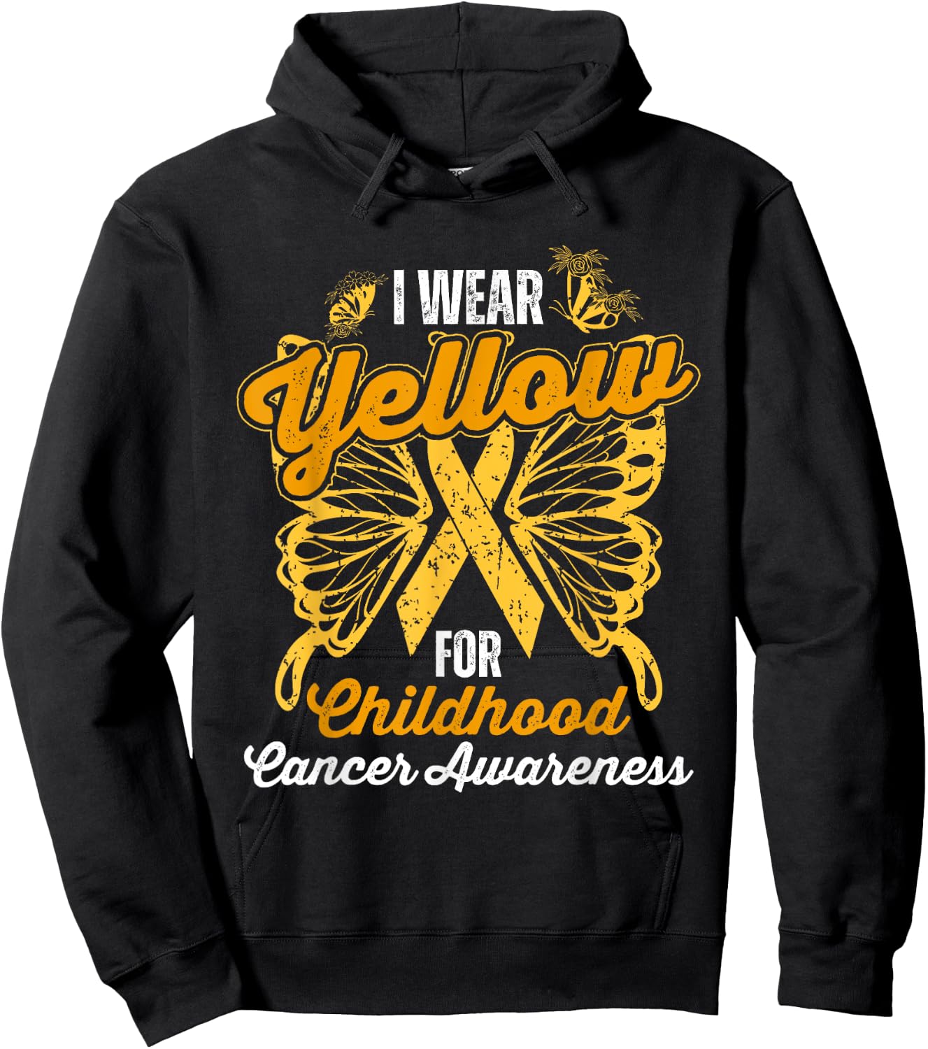 I Wear Yellow For Childhood Cancer Awareness Support Hoodie - Hoodie | Black