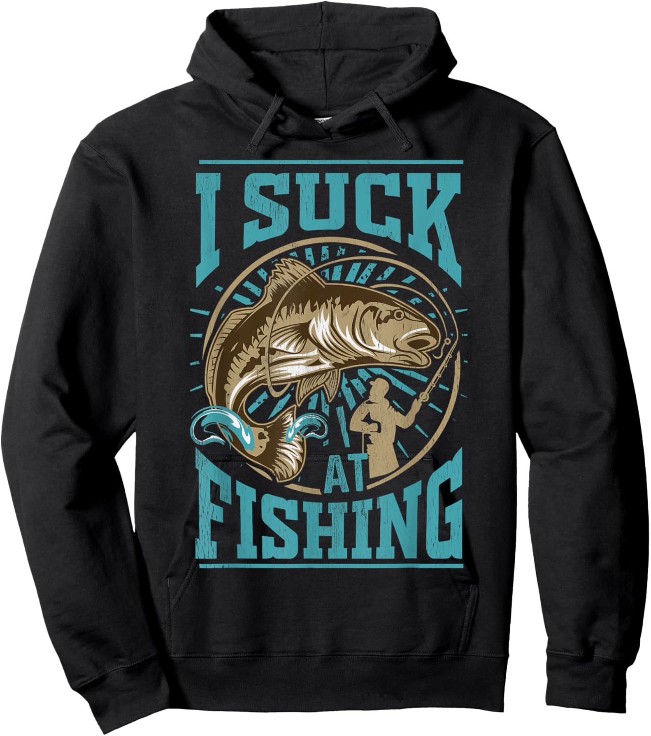 I suck at Fishing Funny Fisherman Angler Bass Fish Hoodie - Hoodie | Black