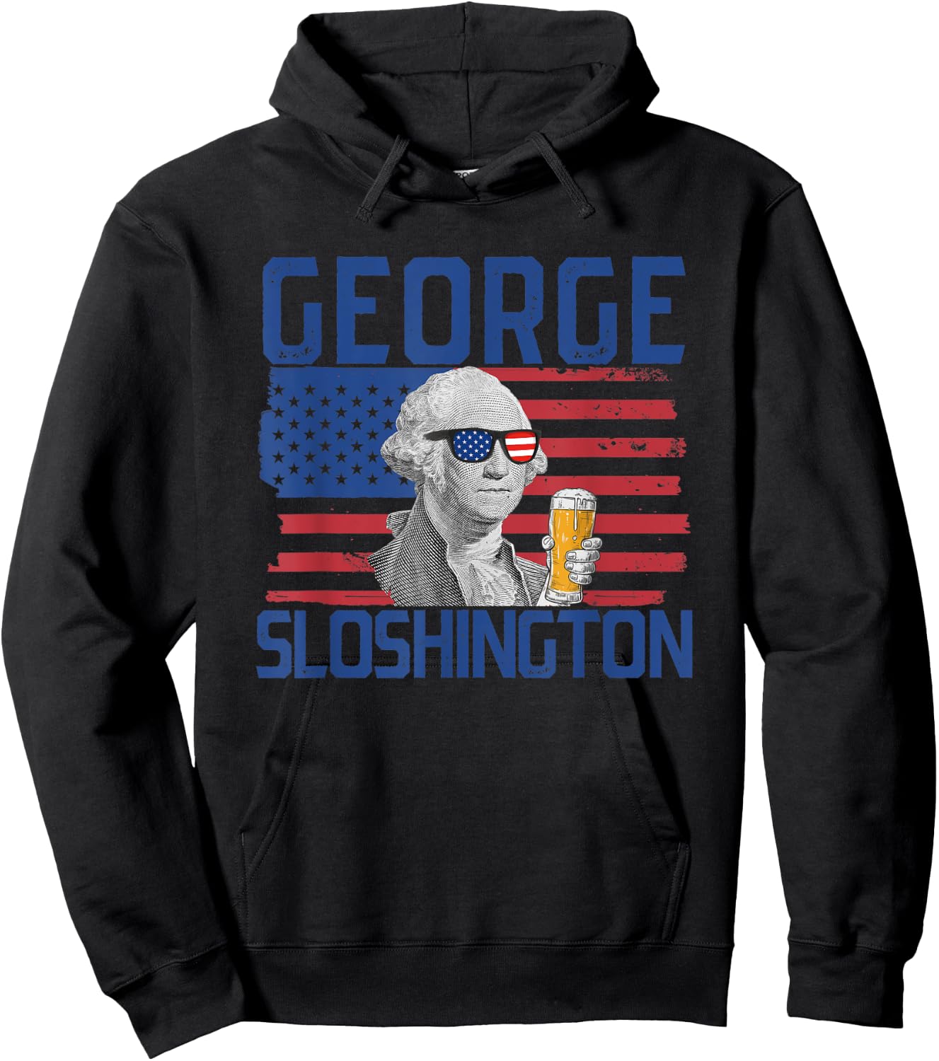 George Sloshington 4th Of July President George Washington Men Hoodie - Hoodie | Black